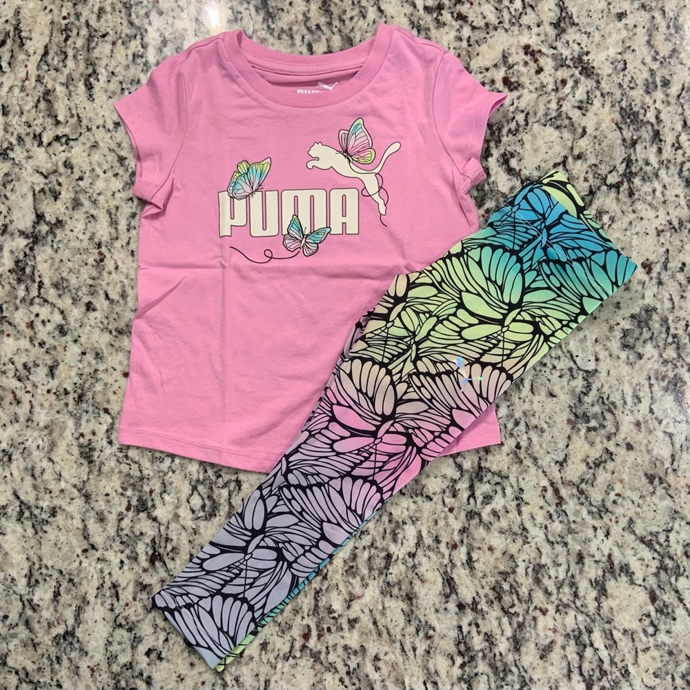 Puma Girl's 2 Piece Short Sleeve Top & Legging Set, Size 3T- BNWT
